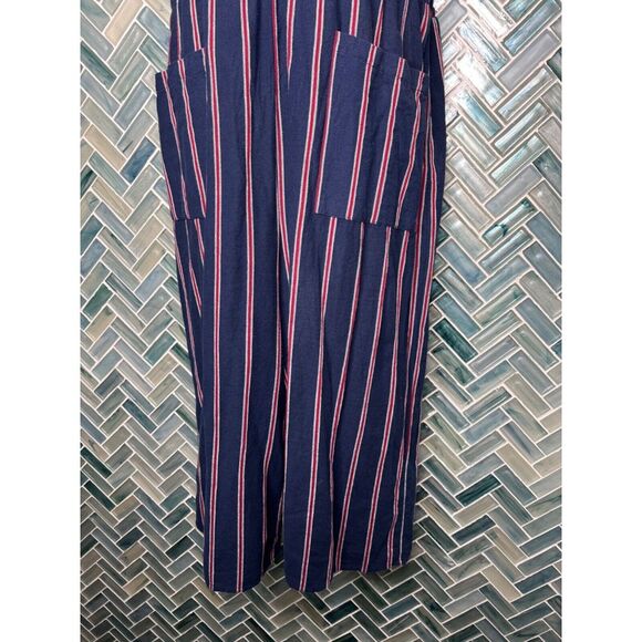 UNIVERSAL THREAD RED WHITE BLUE STRIPE COTTON WIDE LEG CROPPED JUMPSUIT HALTER L - Picture 2 of 10